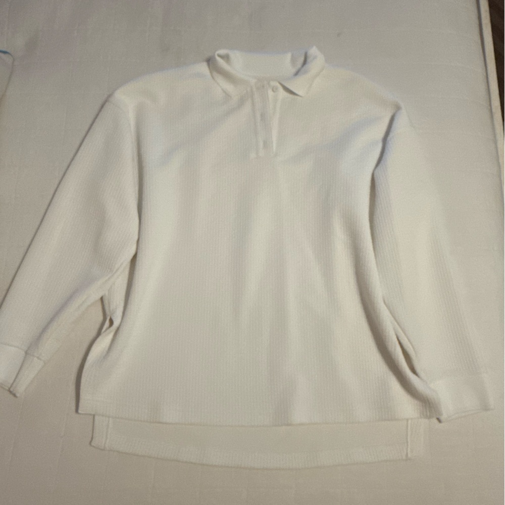 Lululemon Textured Long-Sleeve Polo Shirt - White - Size 8